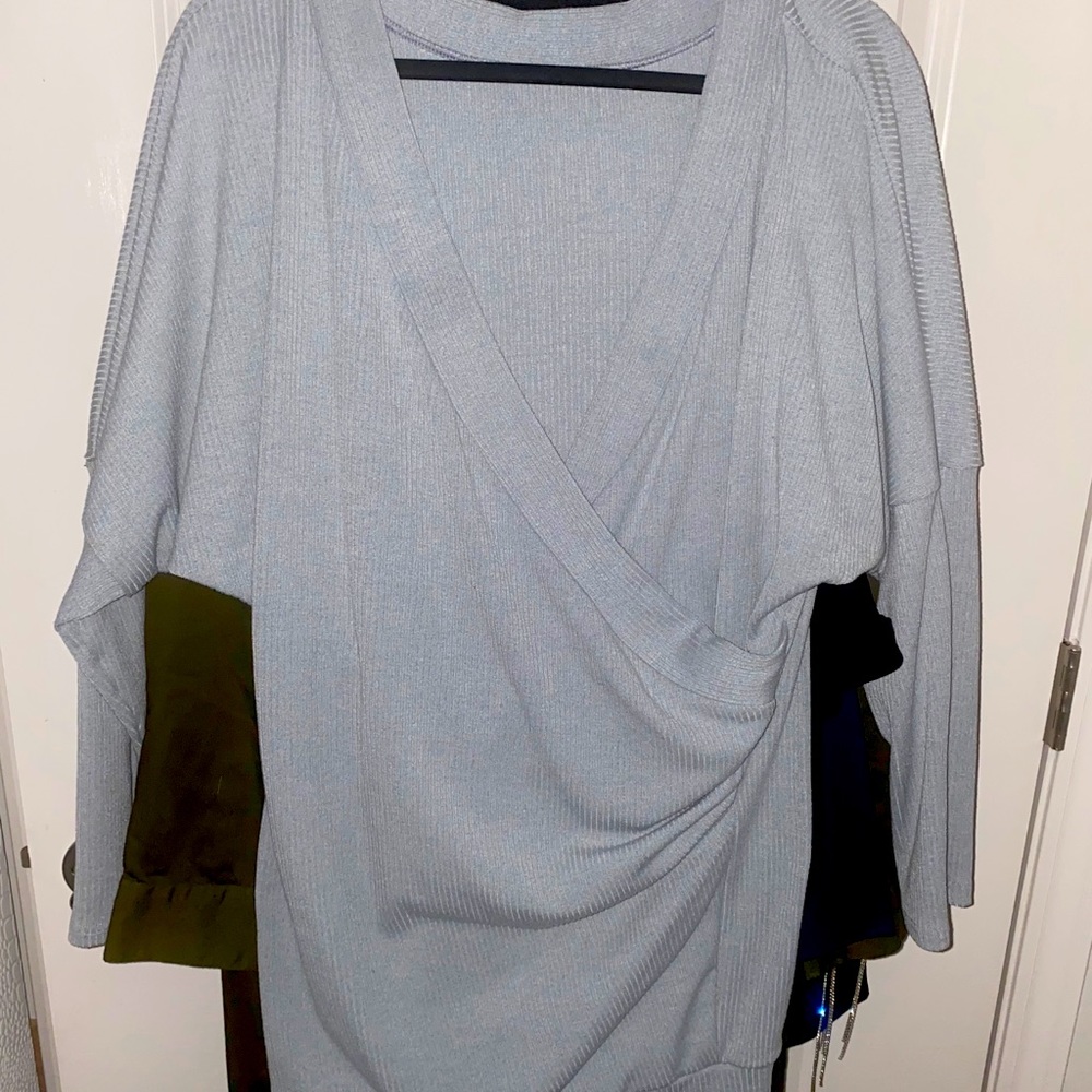 Grey Wrap Sweater Dress